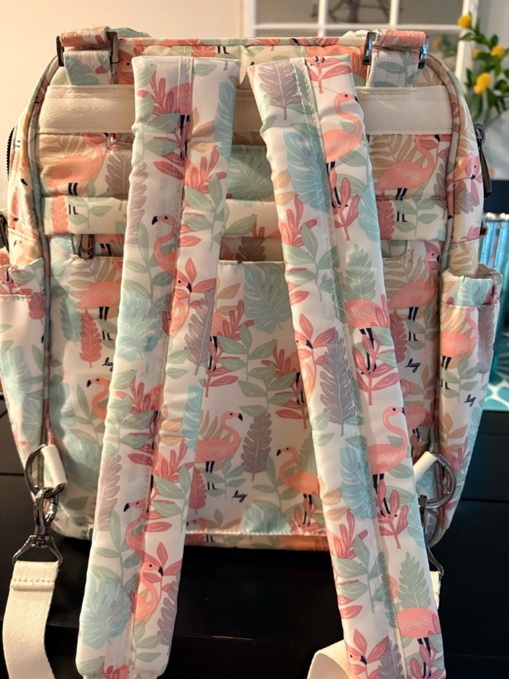 NWT Flamingo Foliage Legacy Collection Mini Puddle Jumper Convertible Tote Bag - Picture 2 of 3